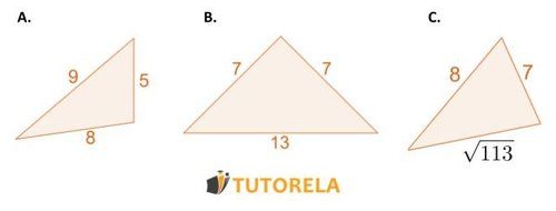 Determine cuál de los siguientes triángulos es obtuso, cuál es agudo y cuál es recto