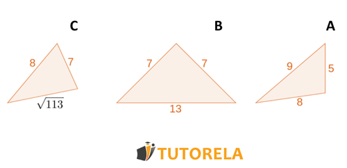 Determina cuál de los siguientes triángulos es obtuso, cuál es agudo y cuál es rectángulo