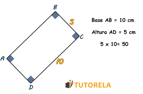 Cómo se calcula el área de un rectángulo en diagonal