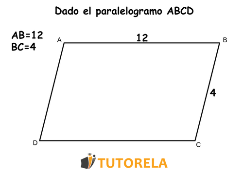 Dado el paralelogramo ABCD  AB=12 BC=4