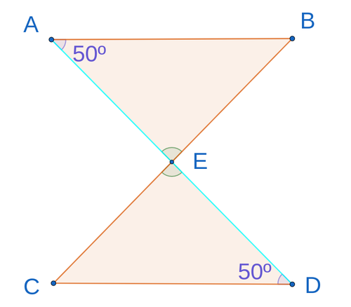 Los triángulos  DCE  y ABE  son congruentes