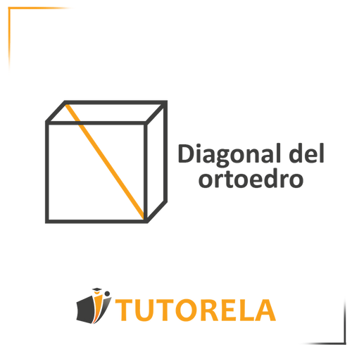 Diagrama de un ortoedro (paralelepípedo rectangular) que ilustra su diagonal, etiquetada como &#x27;Diagonal del ortoedro.&#x27; La diagonal naranja resalta el uso del teorema de Pitágoras para calcular su longitud. Incluido en una guía sobre el uso del teorema de Pitágoras en figuras tridimensionales.