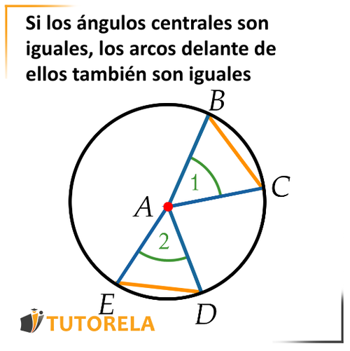 Si los ángulos centrales son iguales, los arcos delante de ellos también son iguales