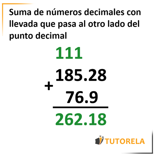 5a - Suma de números decimales con llevada que pasa al otro lado del punto decimal