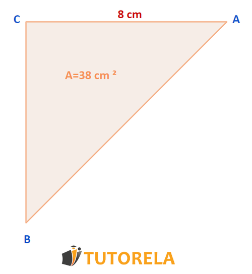 El área del triángulo es igual a 38 cm2