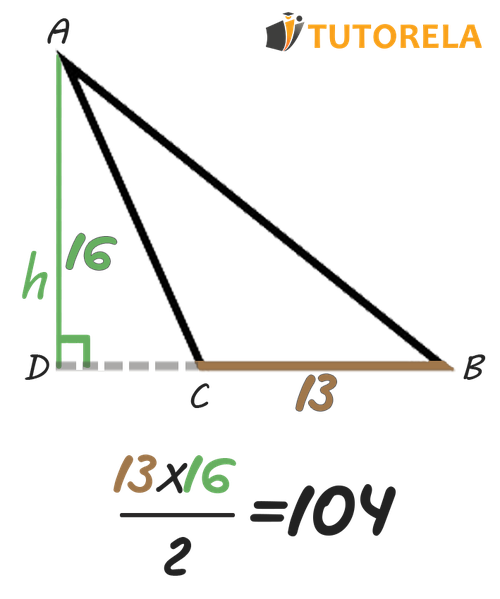 Calcular el área de un triángulo obtuso